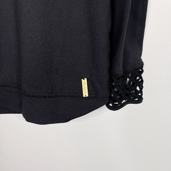 Alala Small Black Mesh Pieced Hoodie Long Sleeve Athleisure Sweatshirt Hood - Picture 6 of 10